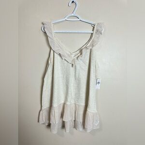 American Eagle Size XL Outfitters Cream Ruffle Blouse